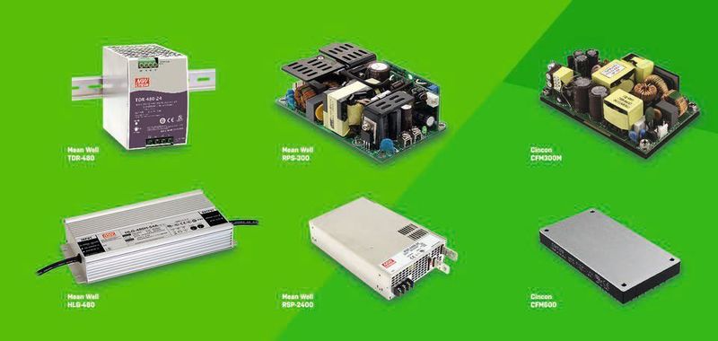 Eine Auswahl unterschiedlicher Bauformen von Schaltnetzteilen.