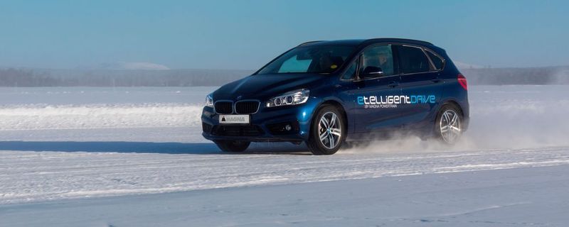 Erprobung in Nordschweden: Magna präsentierte auf dem Eis den „e2 eDrive“-Prototypen.