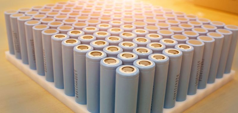 Produktions-Zwischenschritt eines einzelnen Battery-Pack, das mit dem neuen ecovolta Li-Ionen-Sicherheitskonzept ausgestattet wird.
