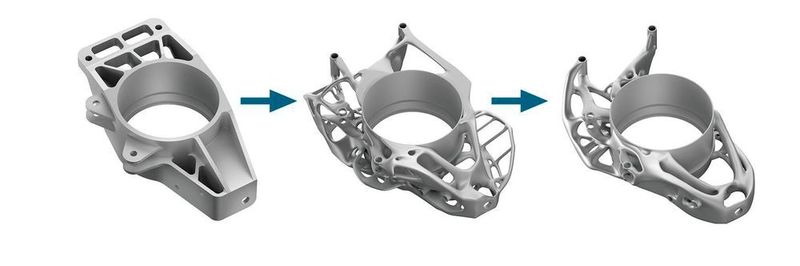 From the original shape to the optimized geometry to the final casting optimized geometry.