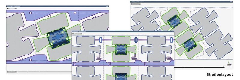 Mit AutoForm R8 können Anwender zunächst das Layout für ein Einzel- oder Doppelteil einfach definieren und dann verschiedene Verschachtelungsoptionen schnell auswerten und vergleichen.