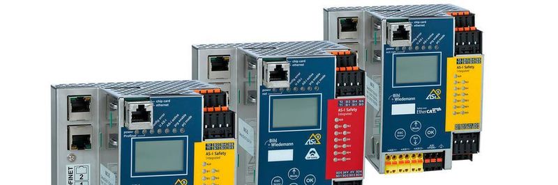 Die erste ASi-5/ASi-3 Gateways von Bihl+Wiedemann für PROFIsafe über PROFINET (BWU3674), CIP Safety über EtherNET/IP (BWU3857) und Safety over EtherCAT, FSoE (BWU3858).