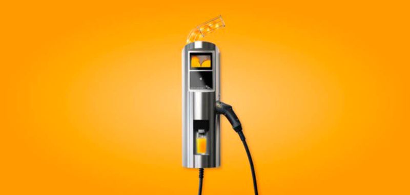 Die Ladestation Juice Charger 2 mit der neu integrierten Saftpresse.