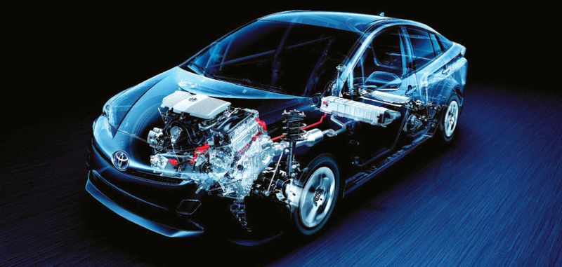 Ein Blick ins Innere des Hybridautos Toyota Prius: Toyota gibt nnun 24.000 Patente aus 20 Jahren Hybrid-Entwicklung frei.