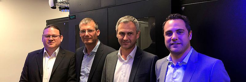 Sie waren am Aufbau des Solution Centers beteiligt (v. l.): die Ingram-Manager Marcus Schraml, Mike Cramer, Thomas Groß und Sebastian Eitel.