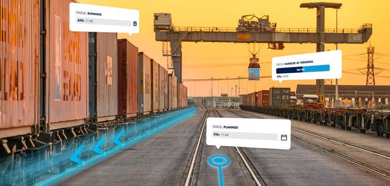 Jederzeit den aktuellen Status auf der Schiene im Überblick. Transportunternehmen bekommen einen Einblick in die Abfertigung des Zugs an einem Terminal.