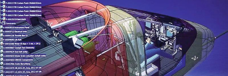 Mit der Idee eines Digital Mock-up (hier das Beispiel eines Flugzeug-Cockpits) haben große Hersteller aus der Flugzeug- oder Automobilindustrie schon früh eine Art von digitalem Zwilling erstellt, um sich dem Verhalten des Produkts anzunähern.