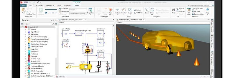 Mit Modellelementen aus der neuen Bibliothek Driving Maneuvers kann eine Fahrdynamiksimulation in Simulation X 4.0 durchgeführt werden.