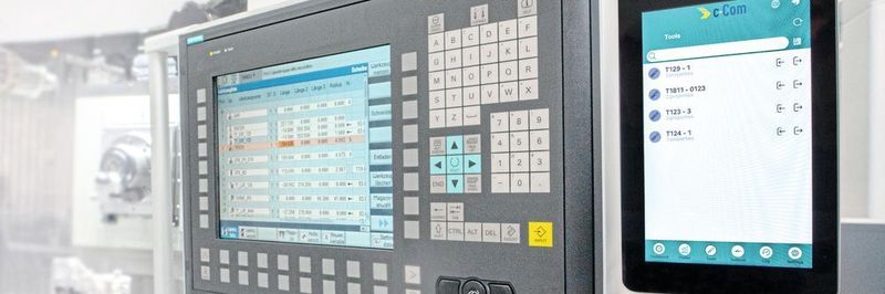 Einfach und schnell digitalisieren: Mit der Hard- und Software c-Connect werden unterschiedliche Bearbeitungsmaschinen, Mess- und Einstellgeräte über standardisierte, bereits vorhandene digitale Datenverbindungen und eine Datencloud miteinander vernetzt.