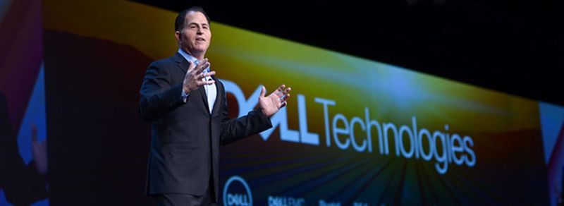 Michael Dell hält die Eröffnungs-Keynote auf der Konferenz "Dell Technologies World 2019" in Las Vegas mit 16.000 Teilnehmern.