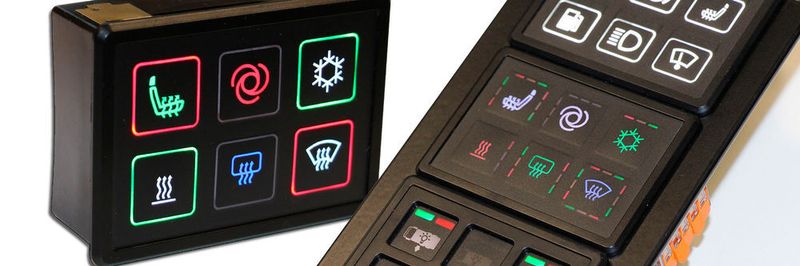 Griessbach bietet winbaufertige Can-Module mit erweiterten Anzeige- und Signaloptionen durch RGB-Hinterleuchtung und umlaufende Ring- oder Segmentbeleuchtung an.