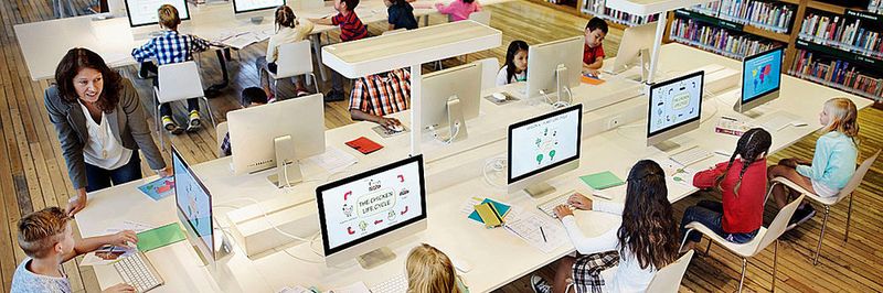 Das Gerangel um die Mittelverteilung zur Digitalisierung in den den Schulen hat begonnen. Es wird wohl noch dauern, bis Arbeitsmöglichkeiten wie im Bild, zum Standard werden