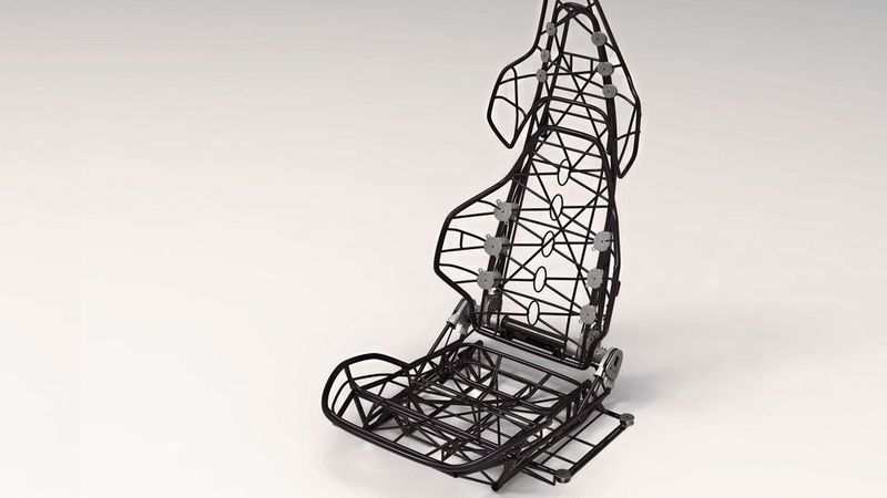 Die Tragstruktur des ultraleichten Fahrzeugsitzes wurde mittels xFK-in-3D-Technologie gefertigt und wiegt etwa 6,5 kg.