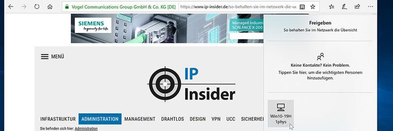 Über Nearshare, das ähnlich funktioniert wie Airdrop bei Apple, können Inhalte unter Windows 10 per Bluetooth schnell und einfach geteilt werden.