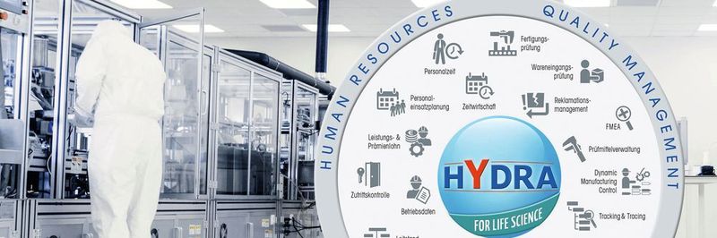 Hydra for Life Science bietet ein breites Feld an Standardfunktionen für regulierte Fertigungsunternehmen.