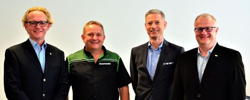 Das neue IVM-Präsidium (v.l.n.r.): Jan Breckwoldt (Peugeot), Jürgen Höpker-Seibert (Kawasaki), Henning Putzke (BMW Motorrad) und Ronald Kabella (Bucher AG/Motorex).