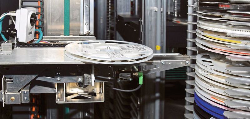 Blick in das automatische Rollenlager mit getrockneter Luft: Das Einlagern der Bauteile ist gleichermaßen Schlüssel zur Perfektion, Transparenz, Sicherheit, Ordnung und Tracebility.