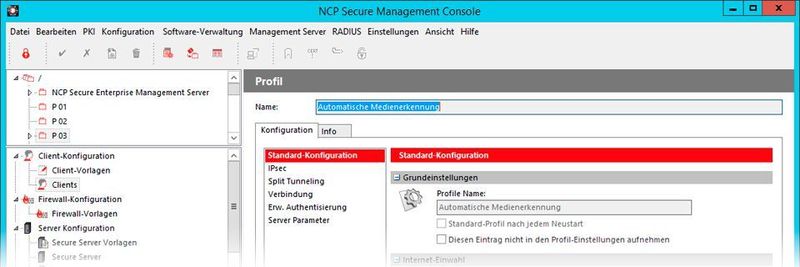 Anwender legen fest, wie komplex Passwörter für die NCP Management Konsole sein sollen.