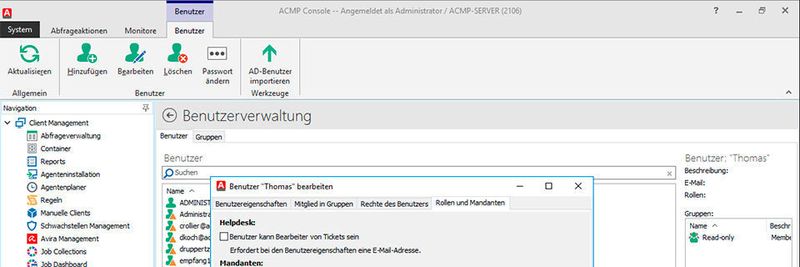 Die jüngste Version von Aagon ACMP beinhaltet nun eine Mandantenfunktion.