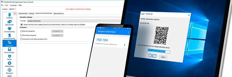 Parallels RAS 17 integriert mit Google Authenticator einen Mechanismus für die Multi-Faktor-Authentifizierung (MFA).