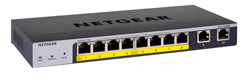 Über acht der zehn Ports des Netgear GS110TPP können PoE-Geräte mit Strom versorgt werden.