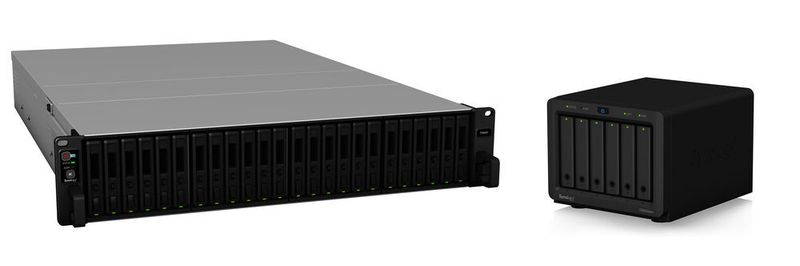 Die Flashstation FS6400 mit Platz für bis zu 24 SAS- oder SATA-SSDs ist das neue Paradepferd im Synology-Programm. Die kompakte DS620slim bringt sechs 2,5-Zoll-Laufwerke auf minimalem Platz unter.