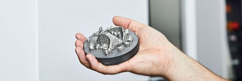 Nachdem das 3D-Modell erstellt ist, fertigt die Anlage die Teile auf einer Plattform.