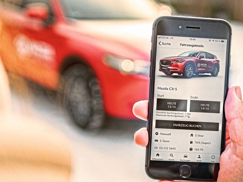 Die Mazda-Carsharingautos konnten per App gebucht werden.