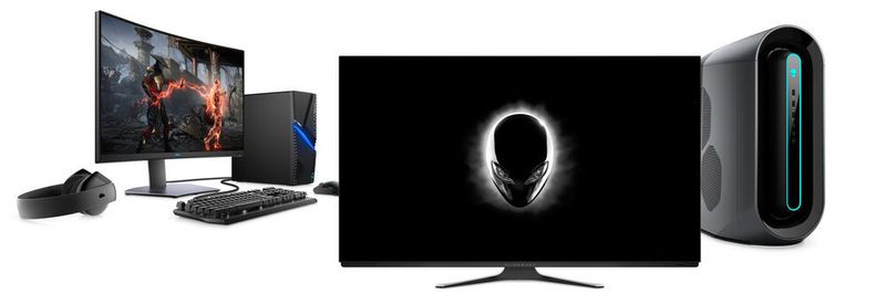 Zu Dells Neuheiten auf der Gamecom gehört ein 55-Zoll-OLED-Display und ein Aurora-Desktop-PC mit Alienware-Brand, sowie der G5 Desktop mit Dell-Logo.