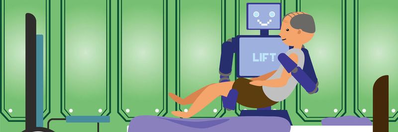 Pflegeunterstützung durch Roboter bietet die Chance, länger im gewohnten Zuhause zu leben statt ins Pflegeheim zu müssen.