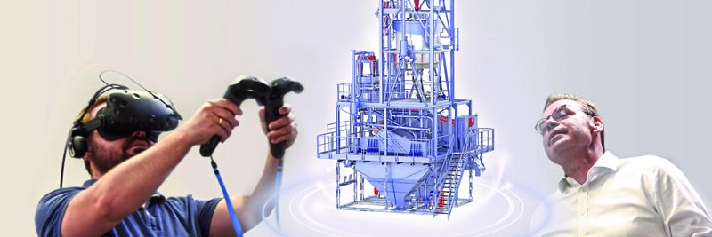 Daniel Hübner und Norman Perten (v.l.) demonstrieren die Virtual-Reality-Lösung von We Are (Montage).