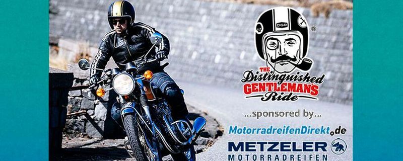 Das Werbeplakat zum Distinguished Gentleman´s Ride 2019. Erneut gesponsert von MotorradreifenDirekt.de und Metzeler.