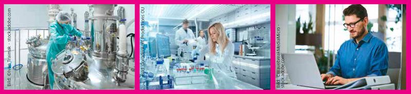 Abb. 1: Produktion, Forschung oder Bürojob – die Karrieremöglichkeiten für Absolventen im Bereich Life Sciences sind vielfältig.