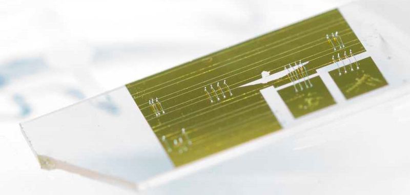 Mit diesem ca. 2 cm langen Chip lässt sich das Wellenspektrum von Infrarotlicht präzise aufschlüsseln.