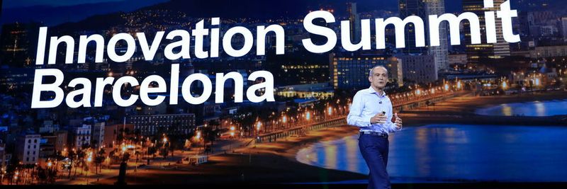 Jean-Pascal Tricoire, CEO von Schneider Electric, bei seiner Keynote auf dem Innovation Summit in Barcelona.