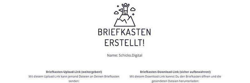 Schicks.Digital bietet die Möglichkeit, Dateien zusätzlich mit einem Passwort zu schützen oder einen verschlüsselten Briefkasten einzurichten.