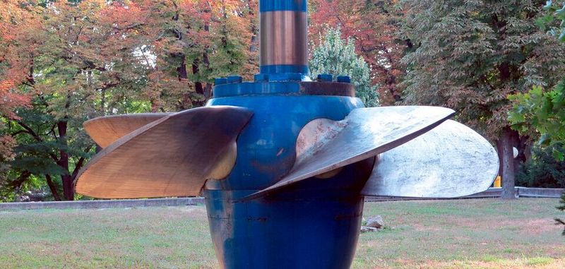 Laufrad einer Kaplan-Turbine, ausgestellt im Technischen Museum Wien. 2019 jährt sich die erste Turbineninstallation des österreichischen Erfinders Viktor Kaplan zum hundertsten Mal.