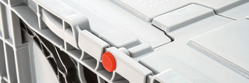 Diebstahlschutz: Der Klappbehälter verfügt über einen Gitter-Handfassgriff und kann auch noch verplombt werden.