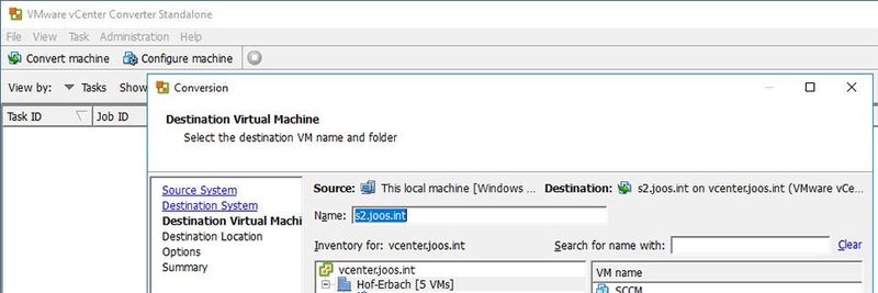 vCenter Converter hilft mit einem Assistenten bei der Migration von physischen Servern oder virtuellen Servern zu vSphere.