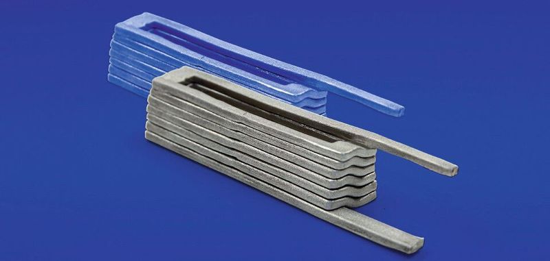 Im Druckguss hergestellte Aluminiumspule mit sieben Windungen und einer Leiterhöhe von ca. 1,5 mm.
