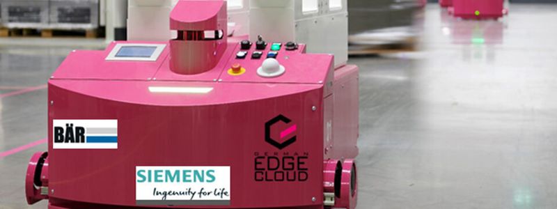 Die German Edge Cloud, Bär Automation und Siemens Mindsphere stellen auf der SPS-Messe eine KI-basierte Logistikoptimierung mit FTS-Systemen vor sowie ein All-inOne-Mini-Datacenter.