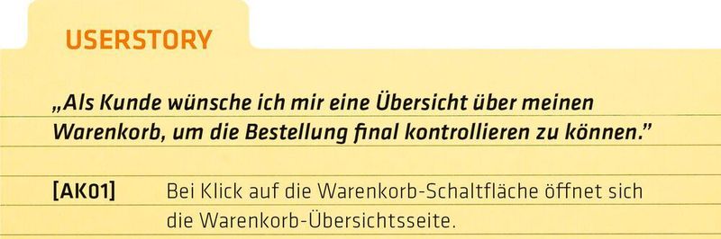 Exemplarische Userstory mit Akzeptanzkriterien.