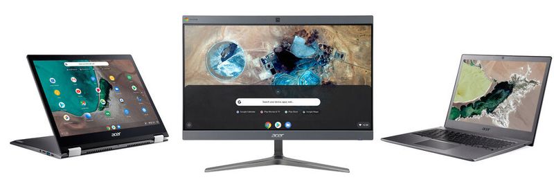Für den Business Einsatz bestimmt: Das Chromebook Enterprise 13 und Spin 13 mit 3:2-QHD-Displays sowie der All-in-One-Rechner Chromebase Enterprise 24I2 .