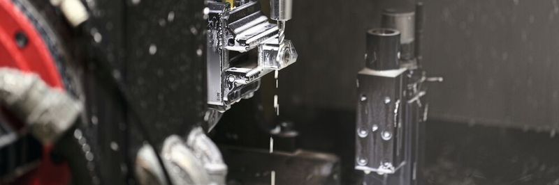 Blick in den Zerspanungsbereich. Die Rohteile werden direkt in das Spannsystemen gespannt und per Nullpunkt-Palettiersystem der Maschine zugeführt. Wichtig: Die BBT30-Schnittstelle verfügt über eine Plananlage.