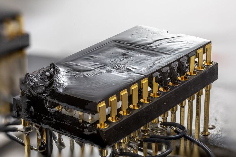 Egal ob Wein, Blut oder Motoröl – Der Mikrochip wird in die Flüssigkeit eingetaucht, dann wird gemessen, auf welche Weise sich das Schwingungsverhalten der Platte verändert. Daraus kann man die Dichte und die Viskosität berechnen.