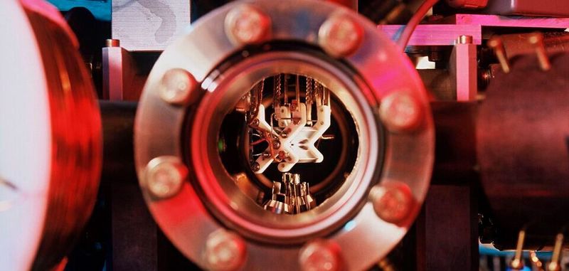 Ein Blick in die Ionenfalle des Quantencomputers.