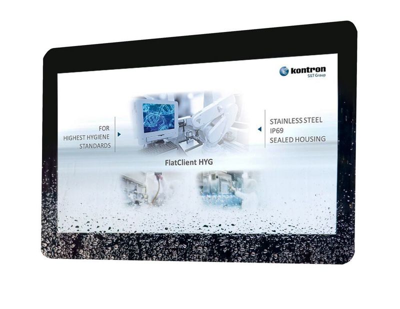 Der Panel-PC Flatclient HYG mit IP 69K und Edelstahlgehäuse für hygienisch sensible Anwendungen wurde nach EHEDG Richtlinien entwickelt und ist für Washdown-Anwendungen geeignet.