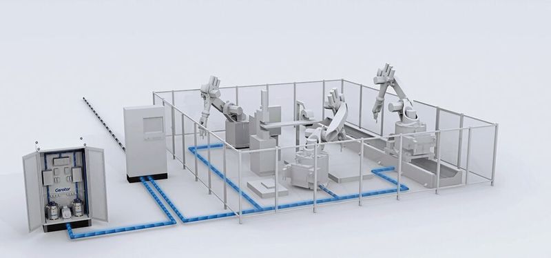 Der Hochleistungsspeicher Gerotor HPS kann beispielsweise direkt an den DC-Zwischenkreis einer Roboterzelle gekoppelt werden.