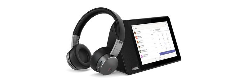 Thinksmart View von Lenovo ist ein Smart-Display für Audio- und Videokonferenzen mit Microsoft Teams. Ein Noise-Cancelling-Headset kann mittels Bluetooth gekoppelt werden.