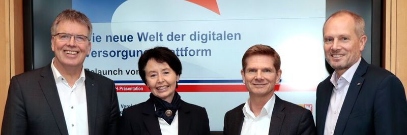 Die Brustkrebs-Früherkennung in Schleswig-Holstein startet in digitaler Form als eQuaMaDi neu durch. Die beteiligten Akteure (v. l.): Thomas Haeger (AOK-Landesdirektor), Dr. Monika Schliffke (Vorstandsvorsitzende der KVSH), Dr. Heiner Garg (Landes-Gesundheitsminister) und Armin Tank (Leiter der vdek-Landesvertretung), stellten eQuaMaDi Anfang der Woche in Kiel der Öffentlichkeit vor.